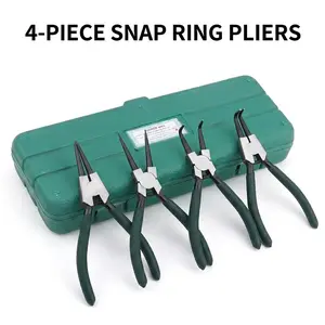 7 Inch Snap Ring Pliers Set 4 Piece Circlip Pliers Tool Kit Internal External Straight Bent Jaw for Automotive Repair Mechanical Maintenance