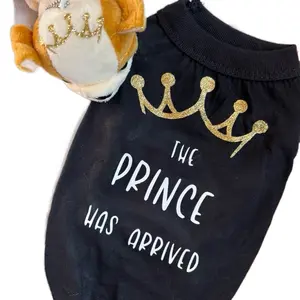 The Prince Has Arrived Decorative Pet Shirt With Matching Plush Puppy - Breathable,  Fashionable, Dress Up For Special Occasions. Perfect for Dogs or Cats. Costume Clothes