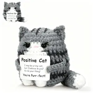 Crochet Positive Cat Animals, Christmas Stocking Stuffers Emotional Support Nuggets Funny Cat Lover Gifts for Women Men Mom Dad Birthday Valentines Cute Themed Decor Stuff Merch