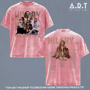 Hilary Duff Shirt Lucky Me Tour Shirt Merchandise | Vintage Retro Concert Washed Tee Shirt Design Graphic Fan Gift Wash T-Shirt Music Lover T Shirt | Oversized Unisex Fan Merch Apparel TShirt