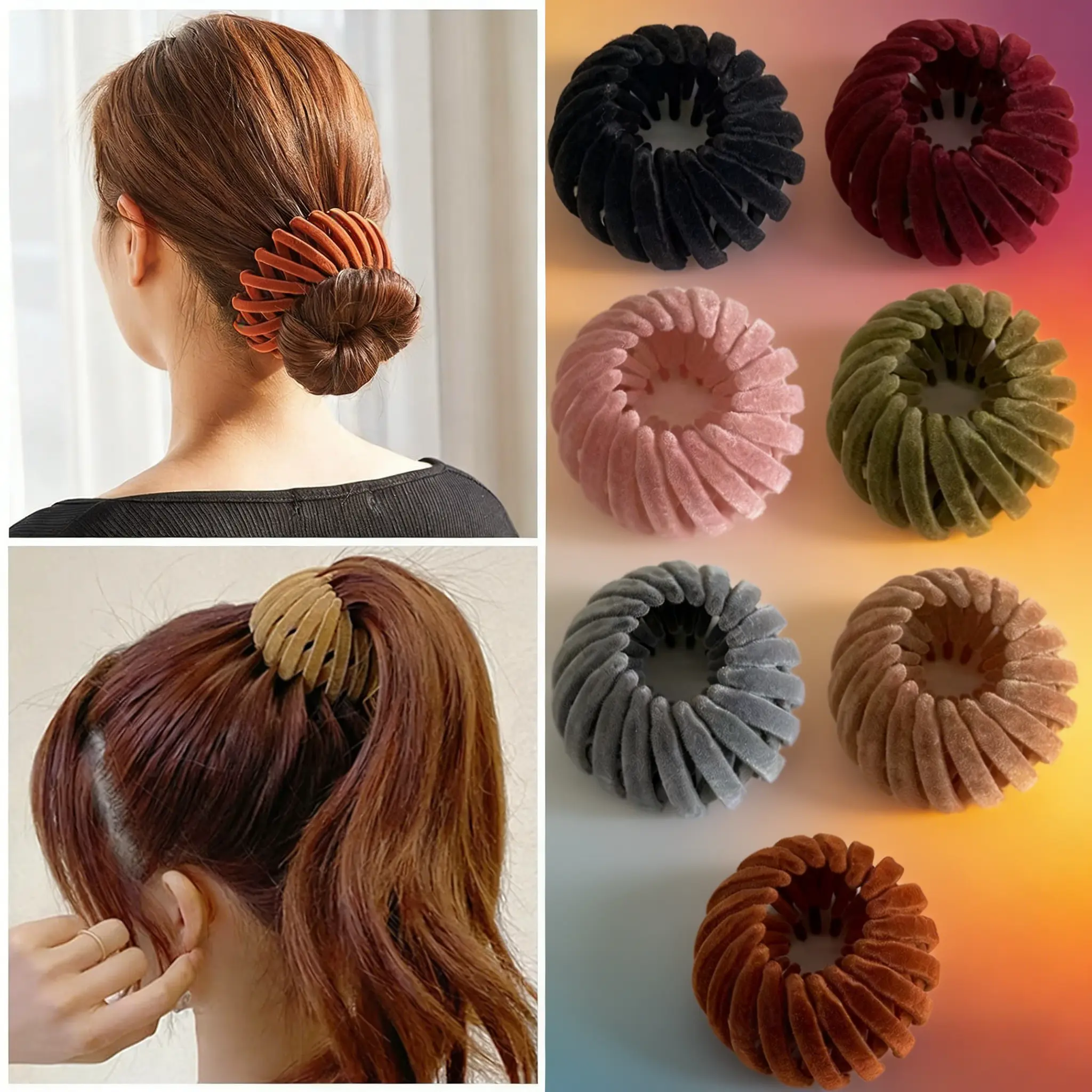 7pcs Bird Nest Magic Hair Clips Set, Elegant Hollow-Out Round Plastic Hair Bun Accessories for Women, French Hair Pin, Perfect for Wedding & Festival Hair Decor, Valentine's Gifts for Her.