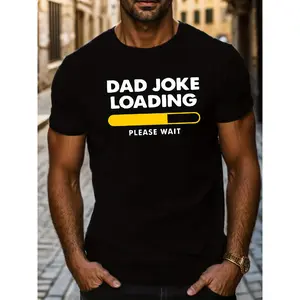 Dad Jokes Loading Print T Shirt, Tees For Men, Casual Short Sleeve T-shirt For Summer