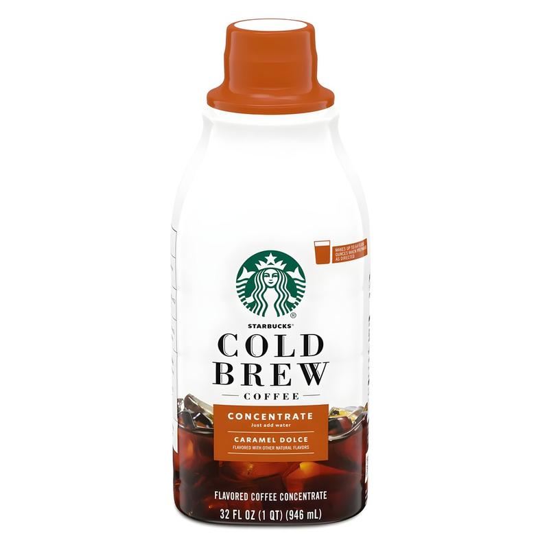 Starbucks Cold Brew Coffee Concentrate – Signature Black, Unsweetened, Caramel Dolce, 100% Arabica, Smooth Medium Roast, 32 fl oz Multi-Serve Bottle