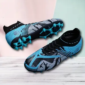 LISM Unisex Breathable Football Cleats with Turquoise Accents - PU Upper & Sole, Flexible Traction Studs, Lace-Up Design for Soccer Training & Casual Wear, Soccer Cleats, Modern Sports Shoes, Durable Sports Footwear, Sneakers, Sporty Style, Highquality So