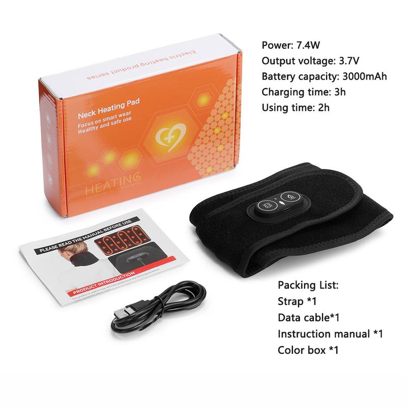 Electric Heating Neck Massager, Wireless Hot Compress Neck Wrap, 660nm & 850nm Light, 3 Vibration Levels, 3 Heating Levels, Suitable for Neck, Hands, Legs, and Wrists, Relaxation Aid