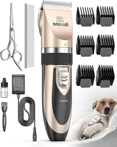 Low Noise Dog Clippers Cordless – Rechargeable Pet Grooming Kit for Dogs & Cats (Gold)