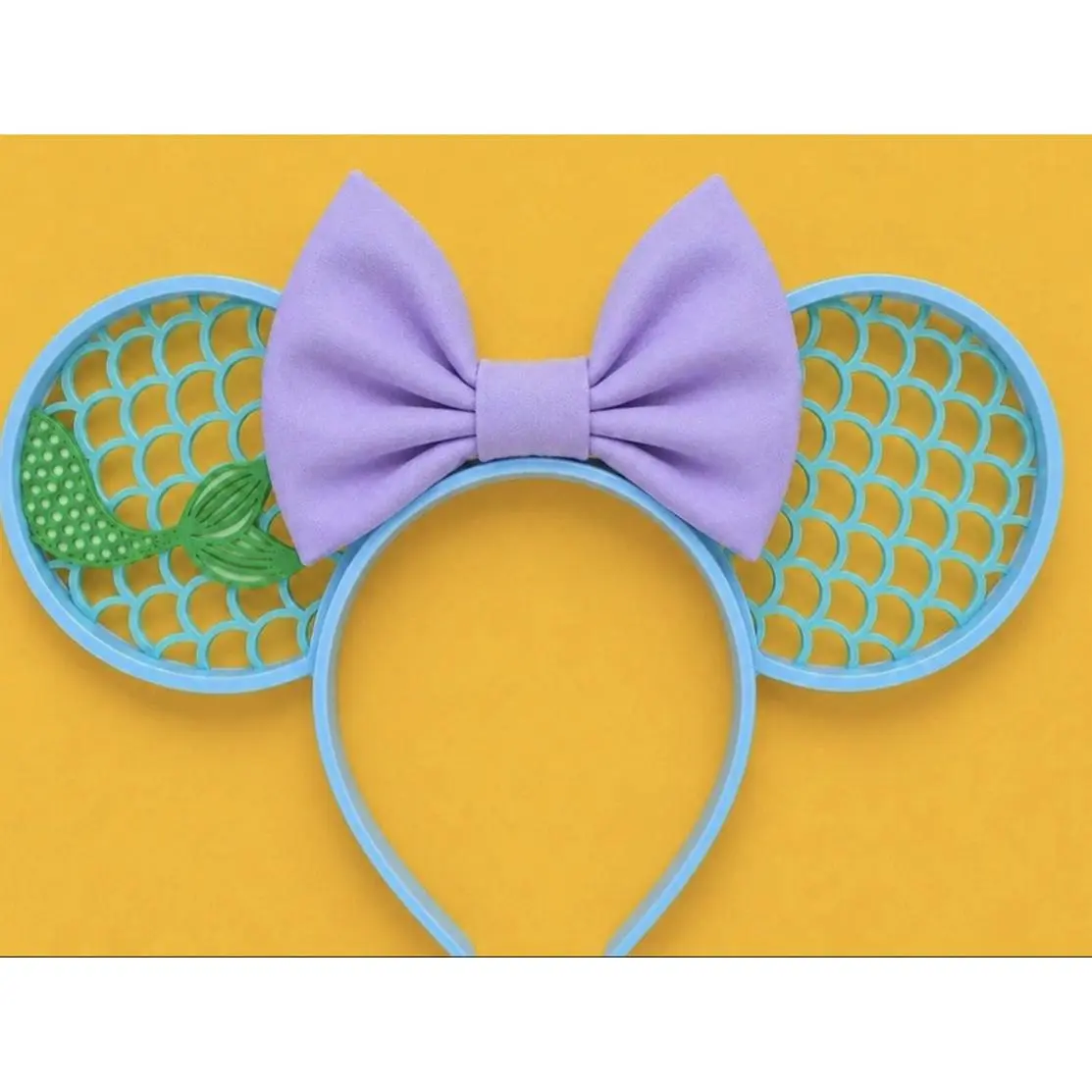 Unisex Kids 3D Printed Mermaid Headband - Bow Shape, Polka Dots, Elastic Soft, Under Sea Theme for Park Day