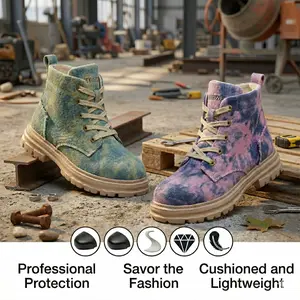 SEBOWEL Steel Toe Shoes for Women Work Shoes Safety Sneakers Comfortable Lightweight Puncture Proof Slip on Indestructible Construction Work Shoes.