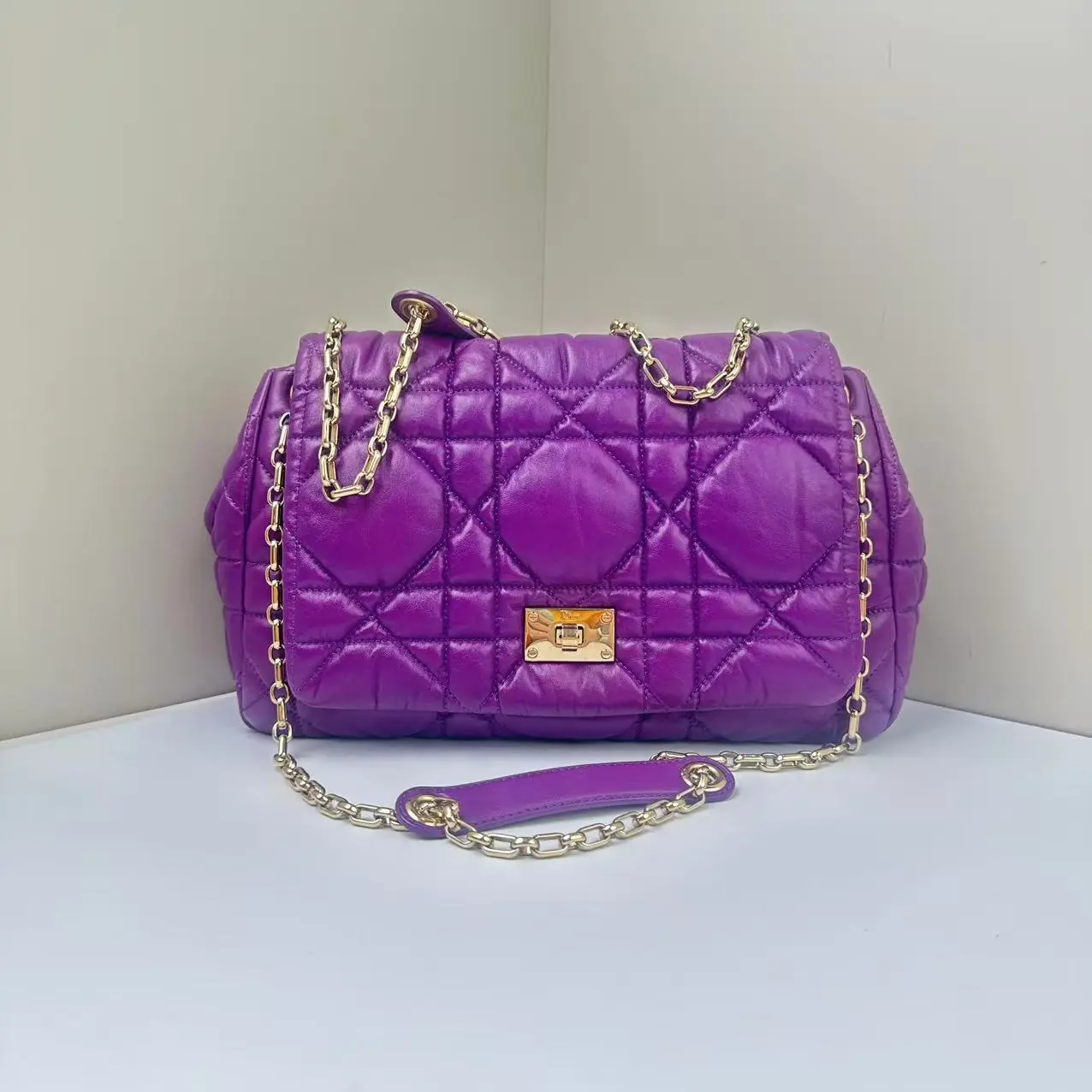 Pre-owned Dior Calfskin Crossbody Bags Milly La Foret Purple CPU0729