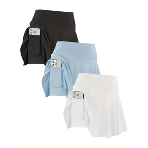 3-Pack Women's Tennis & Golf Skirts, High Waist with Pocket Shorts, Sport Skorts for Exercise, Running and Pickleball