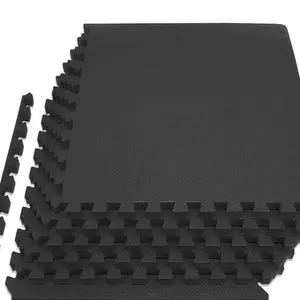 ProsourceFit Extra Thick Puzzle Exercise Mat, EVA Foam Interlocking Tiles for Protective, Cushioned Workout Flooring for Home and Gym Equipment, Black - 3/4 inch - 24 Sq Ft - 6 Tiles
