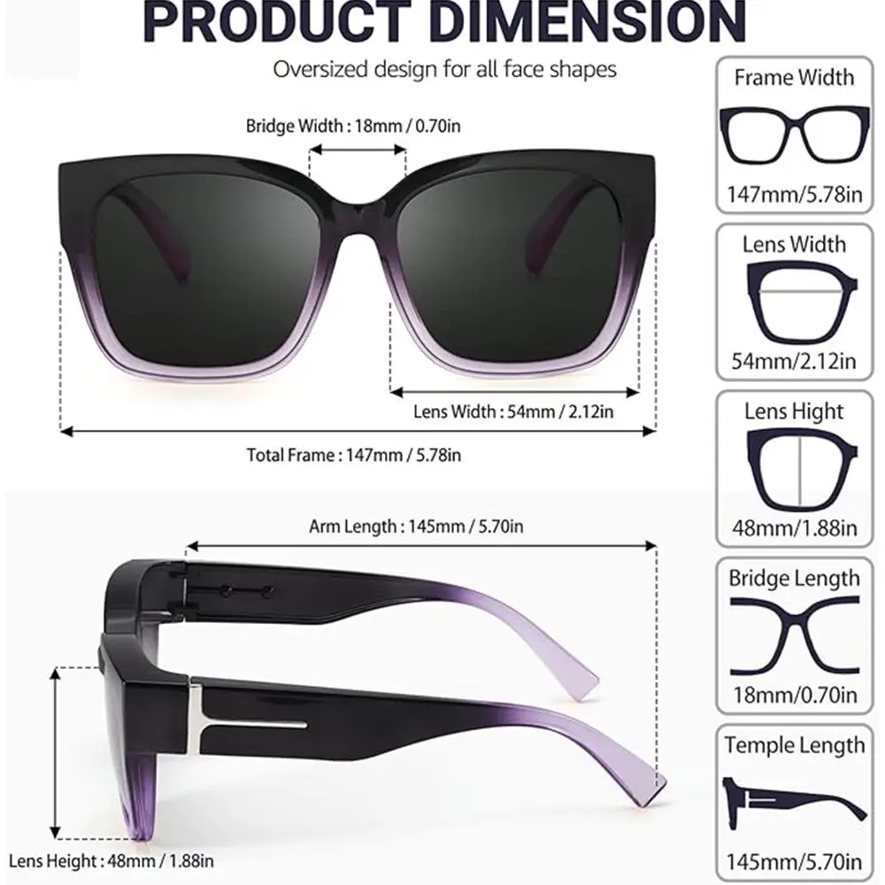 Oversized Square Fitover Sunglasses UV400 Polarized Driving Shades TINHAO Oversized Square Fit Over Glasses Sunglasses for Men  main image 4