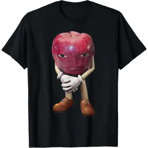 Cotton Streetwear Graphic Tees Casual Round Neck Shortsleeve Fashion  Me Asf Apple Funny Apple with Face Meme Wapple T-Shirt