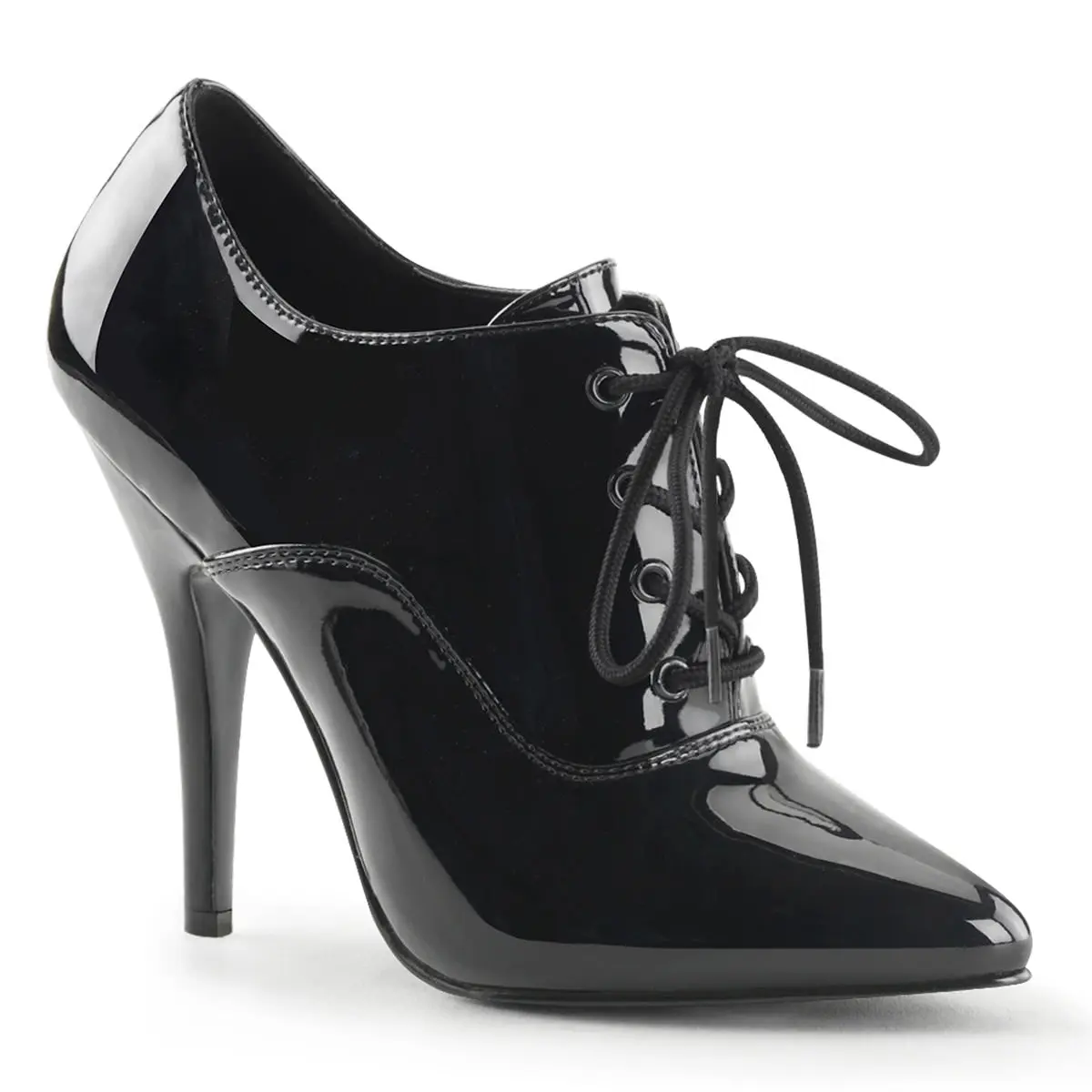 Women's 5-in High Heel Oxford Lace-Up Pumps, SEDUCE-460 Black Patent All-Seasons Footwear