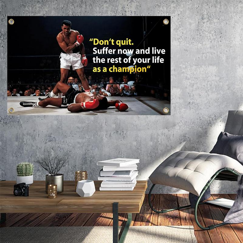 Muhammad Boxing 3x5Ft Flag Poster Tapestry for Wall Hanging College Dorm Men Cave Decoration Bedroom Gym Motivation Banner with 4 Brass Grommets