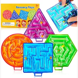 GJ 001-X Squishy Toys Sensory Fidget Toys for Kids: 4 Pack Maze Sensory Toys for Autism - Fidget Toys with Filled Goo for Calming Down Classroom Travel