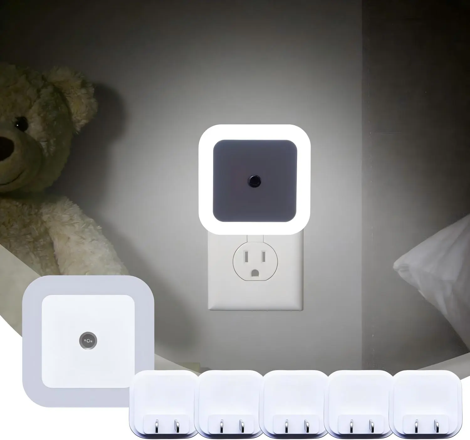 LED Night Lights Plug into Wall 6-Pack, Plug in Night Light, Dusk to Dawn Nightlight Led Night Lights for Bedroom, Bathroom, Hallway Warm White