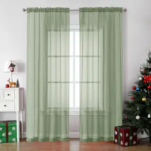 Bedroom Curtains 2 Panel Sets 84" Inch Length - Transparent Light Weight Soft Window Treatment Panels for Study Room/Living Room/Guest Room, Sage...