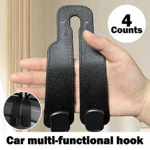 4 Counts Car Seat Headrest Hook, Upgrade Car Seat Back Double Hooks with 360-Degree Rotation, Easy Installation No Tools Needed
