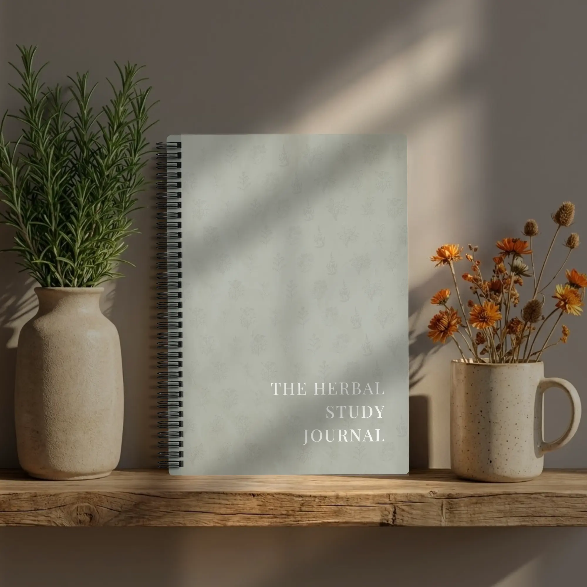 Herbal Botanical Study Journal for Herbal Students, Spiral-Bound Office Notebook with 140 Dot-Grid Note Pages, 8.5x11 inches, Full-Color Interior, 25 Detailed Herb Profiles, Journaling Supplies
