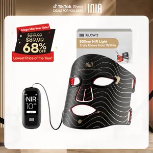 INIA GLOW 2 Red Light Therapy Mask , 4 Light Modes with 850nm NIR, 2600mAh Rechargeable LED Face Mask for Skincare at Home and Travel, Mother's Day Special Gift