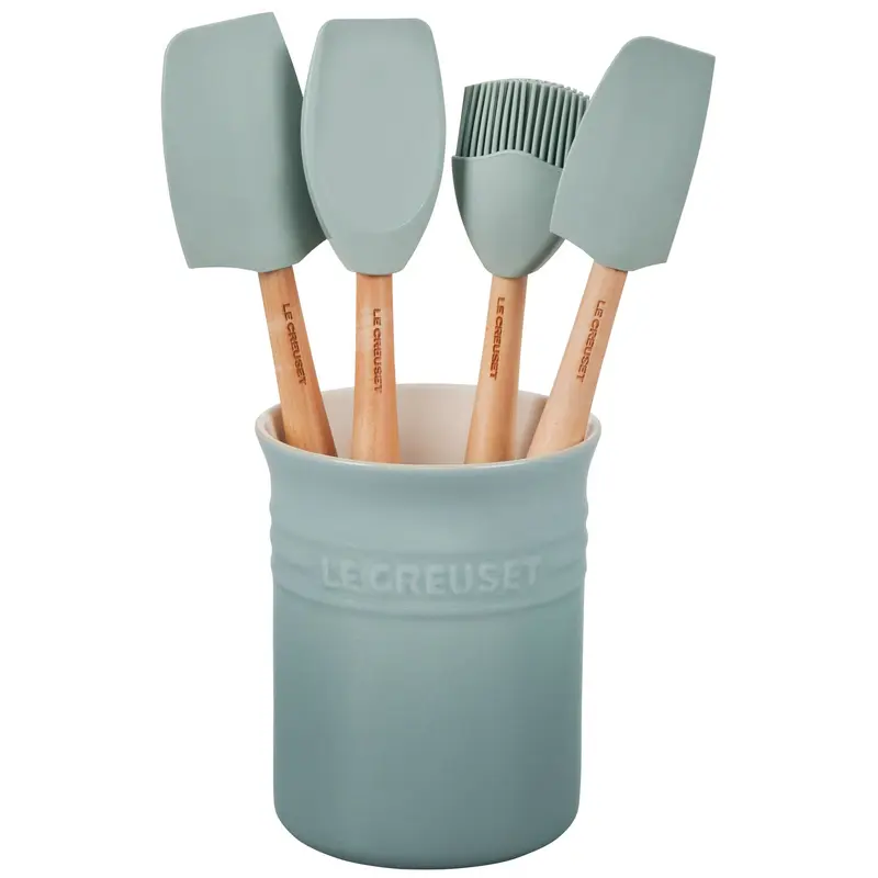 Le Creuset 5-Piece Craft Series Utensil Set & Stoneware Croc