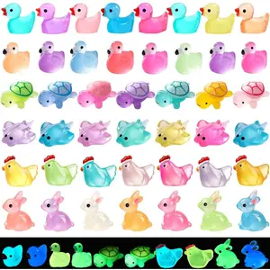 Mini   50 Pack Mini Ducks Bunnies Flamingos Turtles Chicken  Small  Figures Variety Pack Little Plastic Statue Miniature Figurines Fairy Garden Easter Gifts
