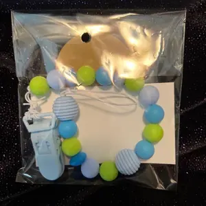 12" Light Blue Silicone Bead Pacifier Clip