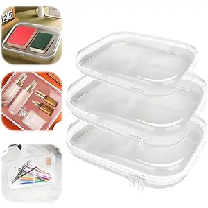 3-Pack Jumbo Capacity Dual-Zipper Clear Storage Boxes - Portable Plastic Bins for Stationery & Toys, Home Organization Hacks, Back-to-School Essentials
