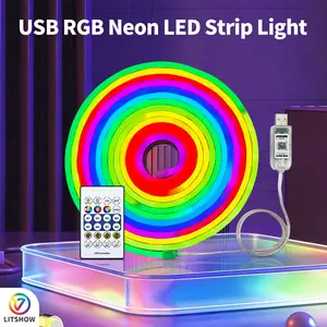 Smart RGBIC Neon LED Strip Light, Music Sync Color Changing Rope Lights with APP/Remote, Flexible Ambient Lighting for Gaming Room, Bedroom, TV, Party Decor