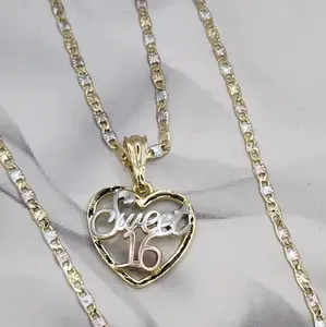 SWEET 16 years fashion necklace three colors style gold-plated 20"inches heart beautiful chain
