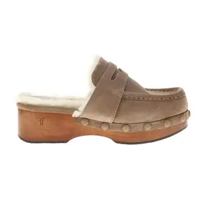 Frye Womens Melody Shearling Platform Clogs Casual - Brown