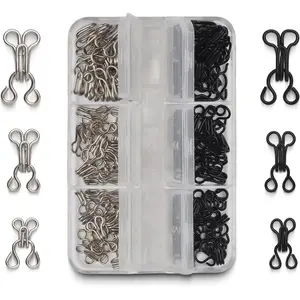 72 Pairs Hook and Eye Sewing Kit – Black and Silver Bra Hooks Replacement in Multiple Sizes, Ideal for DIY Clothing Repairs, Underwear Alteration, and Home Sewing, with Storage Box