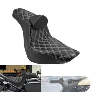 Driver Passenger Gel Seat White Line w/ Backrest For Harley Low Rider 2018-2024 | Mactions seats
