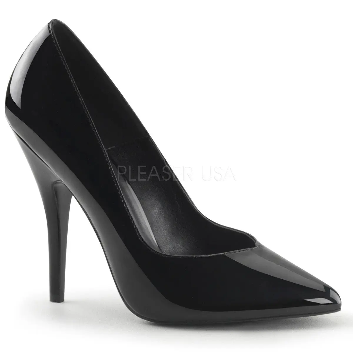 Women's Patent Leather Formal Fashion Stiletto Shoe - 5 in High Heels, SEDUCE-420V Chic Classy Pointed Toe Black Footwear