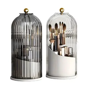 Elegant Cosmetic Storage Box, Eyebrow Pencil Makeup Brush Holder, Rotating Perfume Rack, Ideal Tool Display Case, Single Piece Design, Clear Storage Box, Transparent Plastic Storage, Cosmetic Organizer, Cosmetics Storage Box