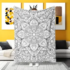 "A Intricate Black & White Mandala Flannel Blanket – Ultra-soft for Home, Camping & Office! Ideal for art & calm lovers seeking detailed, soothing decor with a symmetrical mandala twist and cozy, versatile functionality."