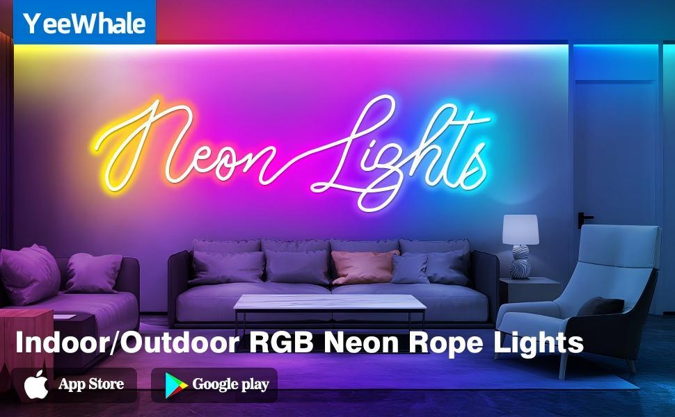 YEEWHALE RGB LED Neon Rope Lights, 24V IP65 Waterproof Flexible Super Bright LED Strip with Remote/APP Control, Wall Decor & Cool Room Decor Accessories for Adults Bedroom & Outdoor Room Decorations, Adjustable Brightness Led, Led Lighted tiktokshopspring YEEWHALE RGB LED Neon Rope Lights, 24V IP65 Waterproof Flexible Super Bright LED Strip with Remote/APP Control, Wall Decor & Cool Room Decor Accessories for Adults Bedroom & Outdoor Room Decorations, Adjustable Brightness Led, Led Lighted tiktokshopspring