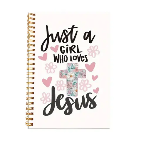Just a Girl Who Loves Jesus Portable Notebook, 1 Count Christian Inspirational Faith Themed Bible Verse Journaling Spiral Notebook, Christian Stationery Gift Office Supplies, Daily Devotional Journal, Spiral Bound Notepad
