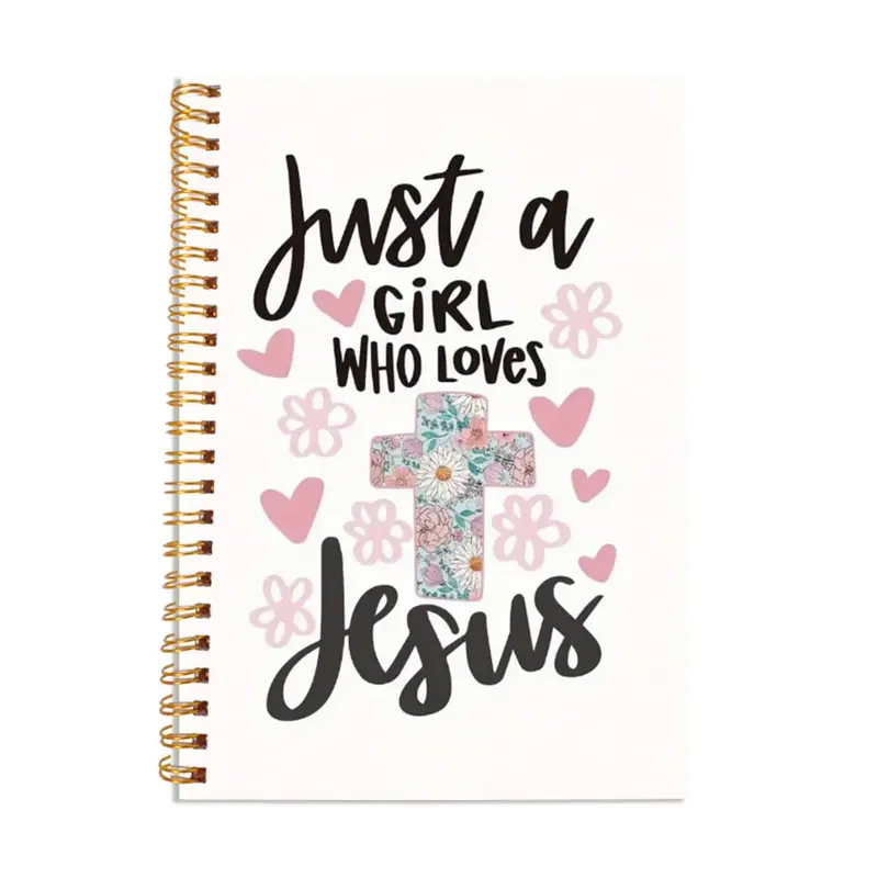Just a Girl Who Loves Jesus Portable Notebook, 1 Count Christian Inspirational Faith Themed Bible Verse Journaling Spiral Notebook, Christian Stationery Gift Office Supplies, Daily Devotional Journal, Spiral Bound Notepad