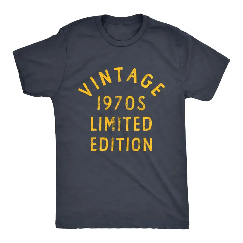 SageSprint Mens Vintage 1970s Limited Edition T Shirt Funny Cool 1970 Theme Classic Tee for Guys Mens Funny T Shirts Cool Vintage Fashion T-Shirt Gift Classic Menswear Funny Vintage Short Sleeve Novelty Tees for Guys Navy