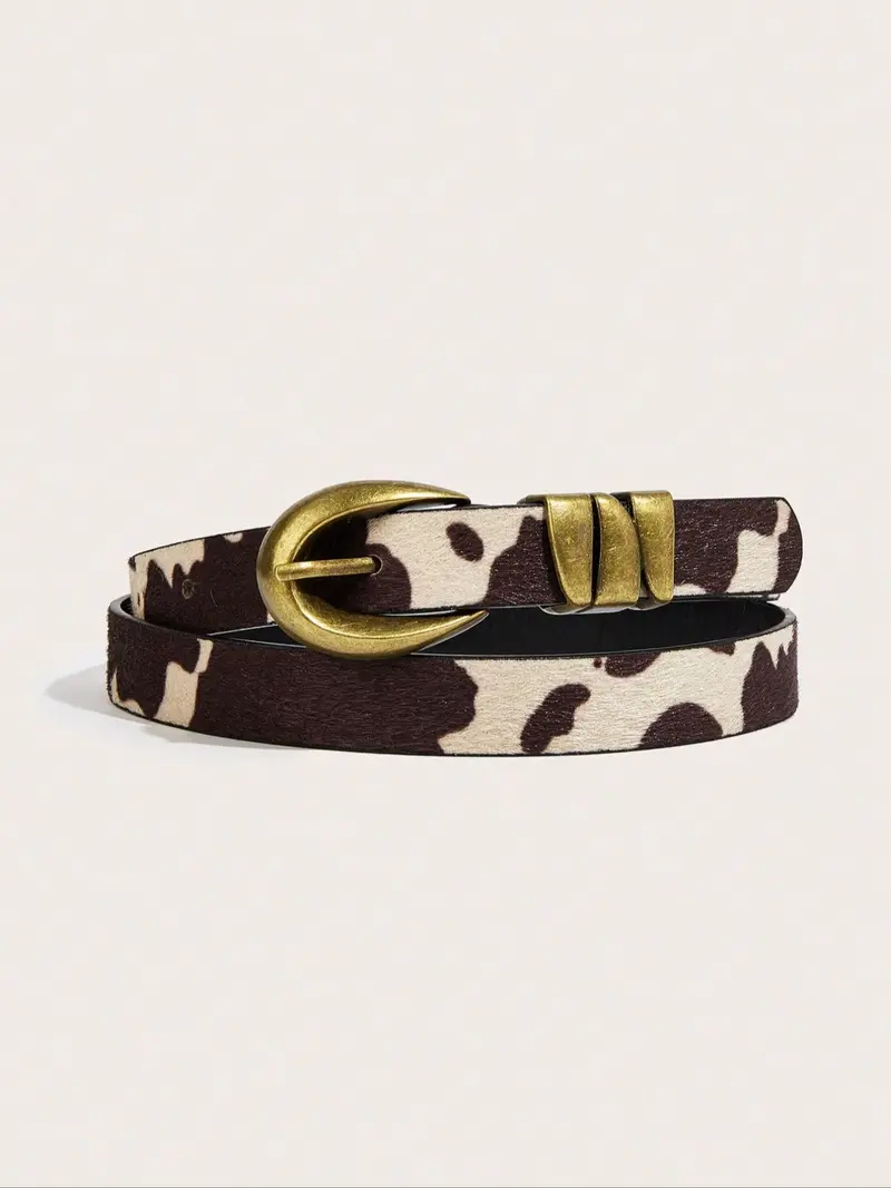 Zara like new cowhide and silver buckle western wear concho belt S/M zara cow print belt - TikTok Shop main image 3