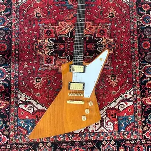 1958 Vintage Korina Explorer Electric Guitar Gold Hardware HH Pickups Natural Wood