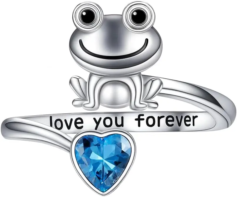 Playful Frog Ring with 'I Love You Forever' Inscription, Adjustable Open Band - Animal Theme Fashion Jewelry, Gift Ideas, Frog Figure, Thoughtful Gift, Adorable Frog Design, Unisex