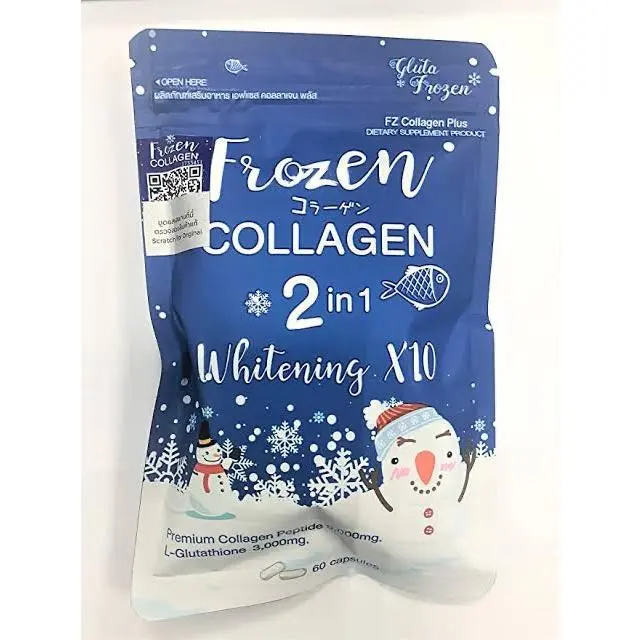 Frozen Collagen 2-in-1 Protein Collagen Supplements Capsules - 10x Glutathione, Skin Care Support for Healthy-Looking Skin & Nail Nutritional Boost