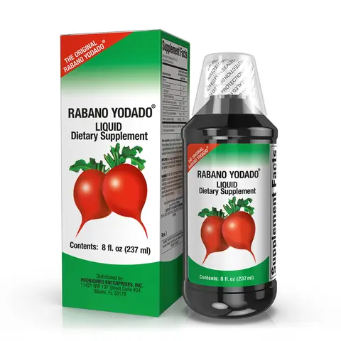 RABANO YODADO Suplemento Liquido de Yodo con Vitaminas B1, B6 y B12 | Iodine Radish Supplement for Daily Energy | 1 Frasco de 8 Fl Oz