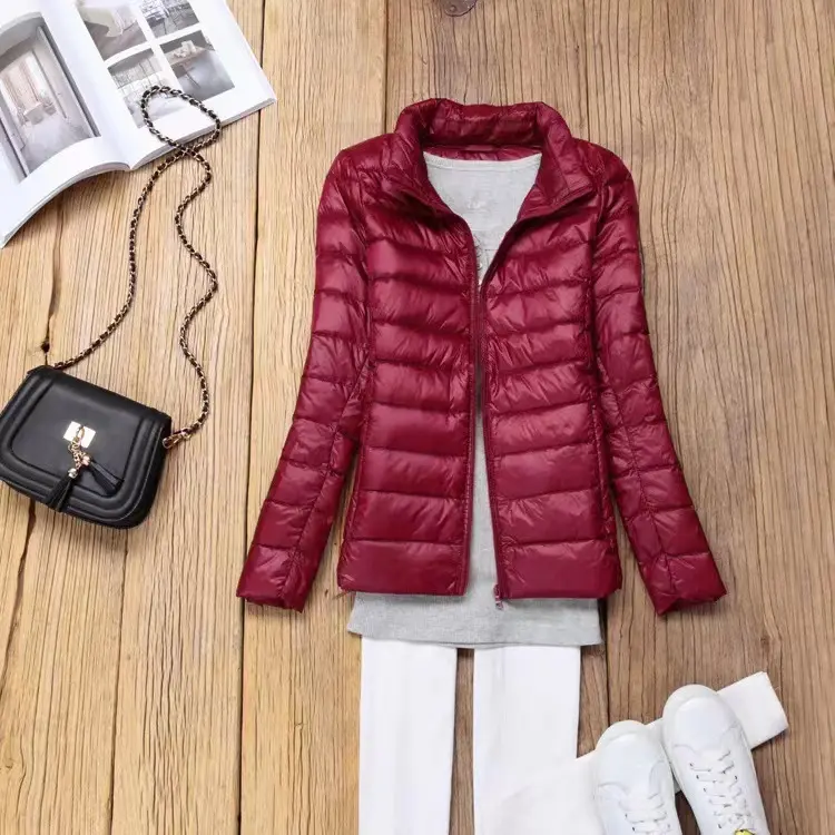 Wine red female standing collar