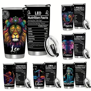 20oz Zodiac Constellation Vacuum Flask, 1 Count Constellation Pattern Water Bottle, Drinking Cup for Home Office School, Multicolor Drinkware Vacuum Insulated Tumbler