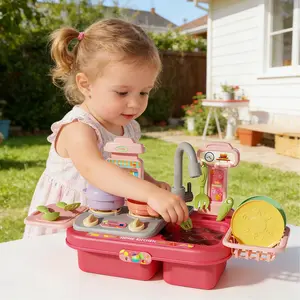 31PCS Kids Pretend Play Dishwasher Toy Set - Early Education Kitchen Playset with Electric Water Outlet for Washing Dishes, Vegetables & Steaming Toddler Play Kitchen | For 1-3 Years Old | | For 2-4 Years Old  | 2 AA Batteries Required (Not Included)