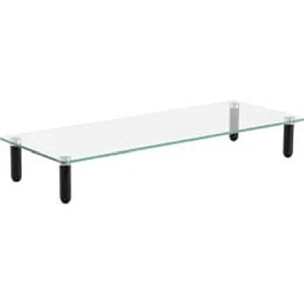 3 x 22 x 8.3 in. 4 Leg Single Shelf Glass Monitor Stand, Black